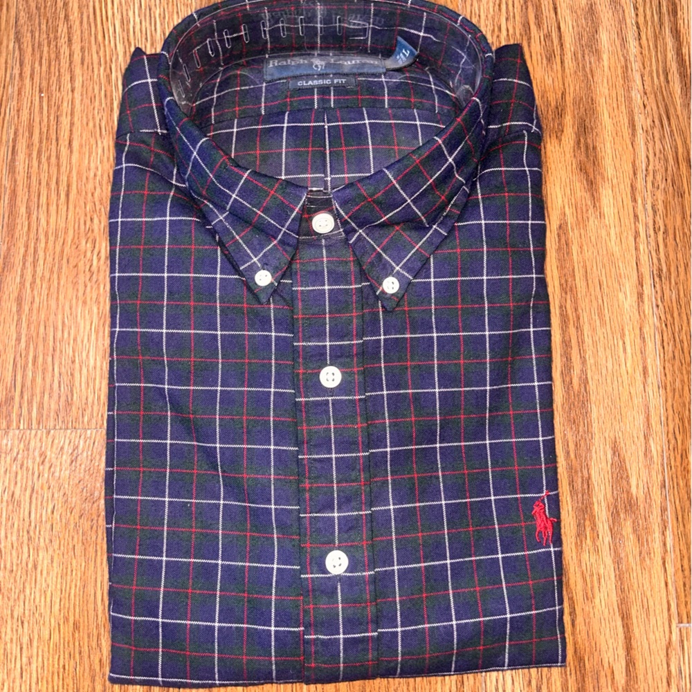 Ralph Lauren Plaid Oxford Button Up Long Sleeve Shirt